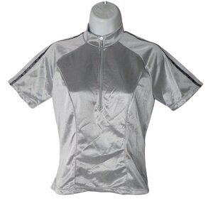 Louis Garneau Princess Maillot Jersey Women‎ S Silver 1/2 zip Short Sleeve New
